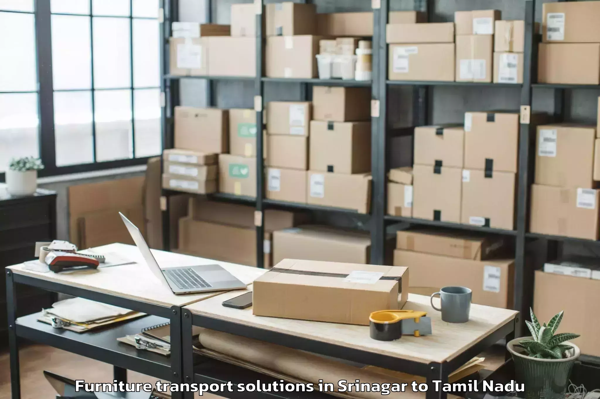 Hassle-Free Srinagar to Tiruturaipundi Furniture Transport Solutions